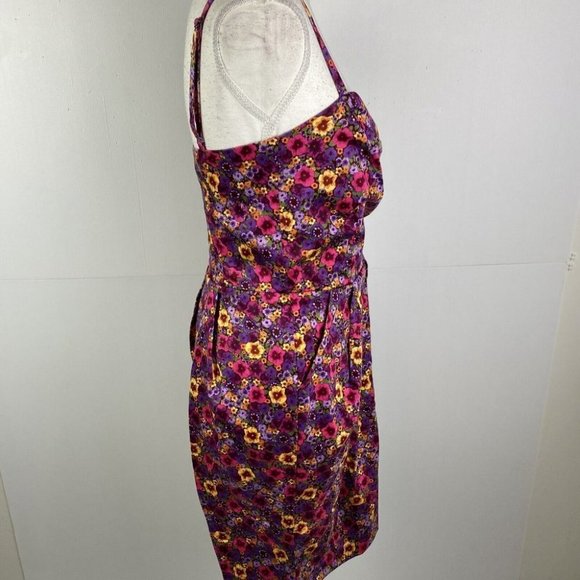 Princess Highway Size 8 Pencil Dress Bright Purple pink Floral - Picture 9 of 10